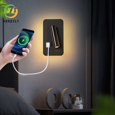 Modern Basit USB Dönen LED Duvar Lambası Yatak Odası Otel Başlık Okuma