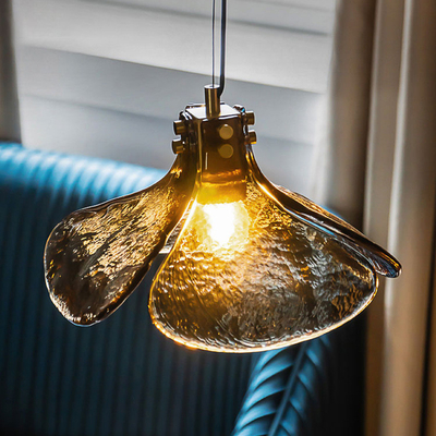 Nordic Vintage Wabi Sabi Clover Cam Çerçeve Restoran Kafe Yatak Odası Kolye Işık