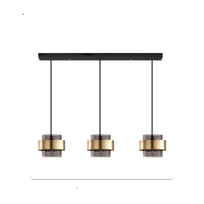 Oturma odası için İskandinav bronz ve dumanlı gri basit cam kolye ışık