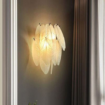 G9 Demir Sanat Altın Tüy Kristal Duvar Işıkları Yatak Odası İçin 25cm