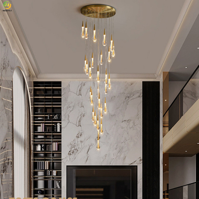 Su Damlası Kristal Modern Sarkıt Işık Otel Lobisi Dekorasyonu Merdiven