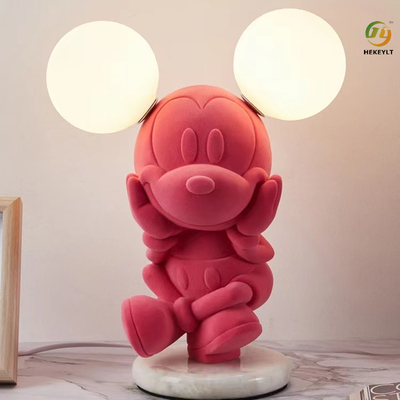 Kız Yatak Odası İçin Reçine Cam G4 Başucu Lambası Karikatür Mickey Mouse