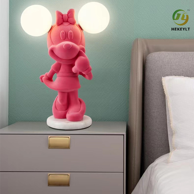 Kız Yatak Odası İçin Reçine Cam G4 Başucu Lambası Karikatür Mickey Mouse