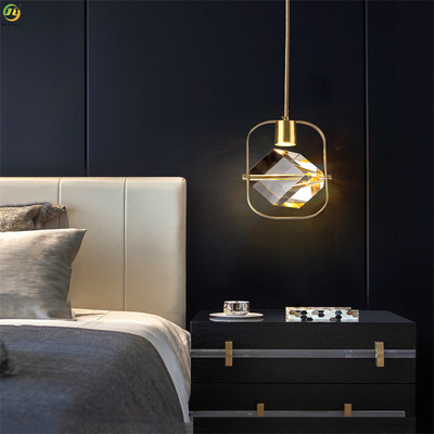 Demir Galvanik Kristal Ev Sanatı Pişirme Boyası Altın LED Nordic Kolye Işık