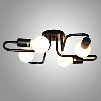 Demir Sarkıt Ev Sanatı Pişirme Boyası Siyah LED Nordic Sarkıt Işık