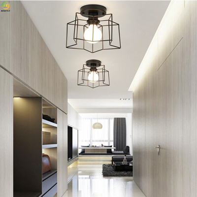 Demir Sarkıt Ev Sanatı Pişirme Boyası Siyah LED Nordic Sarkıt Işık
