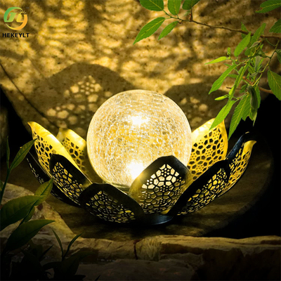 Suya Dayanıklı Güneş Dış Mekan Işıkları Çatlak Küre Cam Lotus Dekorasyonu