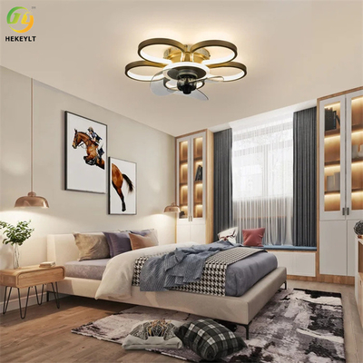 Küçük odalar için Altın / Siyah Gömme Montaj Metal LED Tavan Fanı Entegre 48W