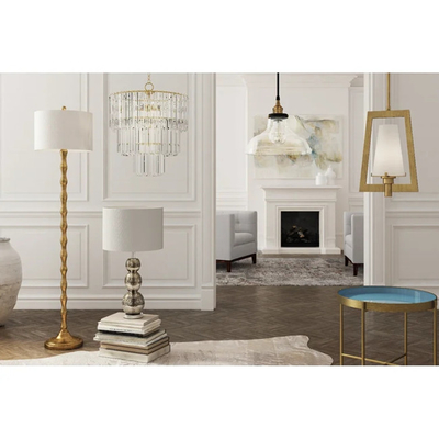 Kumaş Metal Altın Beyaz E26 Geleneksel Lambader Modern Dekorasyon