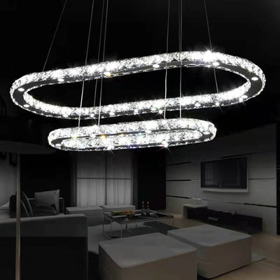 Villa Yatak Odası İçin İç Asılı Paslanmaz Çelik Modern Led Kristal Sarkıt Işık