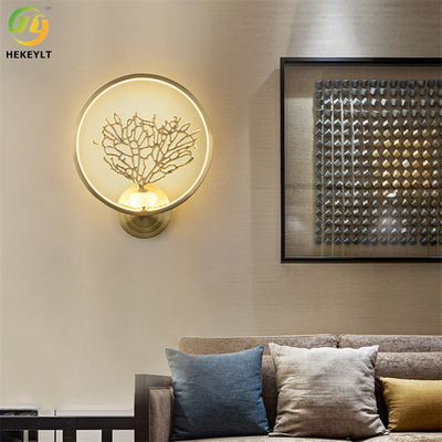 LED Modern Duvar Lambası Tüm Bakır ve Mermer Malzeme Bronz Renk