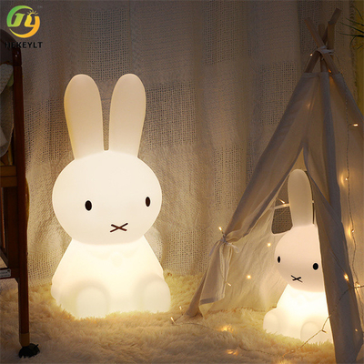Yatak Odası için RGB Kısılabilir Uzaktan Kumanda PE Malzeme Beyaz Tavşan Lambası