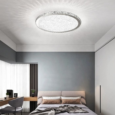 Yatak Odası Yemek LED Tavan Lambası Paslanmaz Çelik Temizle Kristal Yuvarlak Tavan Lambası