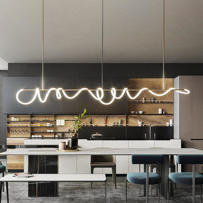 Uzun İskandinav Sarkıt Üçlü Soğutucu LED Yemek Odası Avize