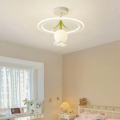 Design Sense Valley Cream Lily Oturma Odası Yatak Odası İçin LED Tavan Lambası