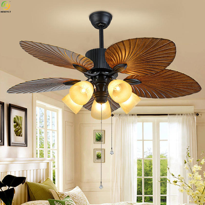 Retro yaratıcı kahverengi led metal fan tavan oturma odası yatak odası çalışması için