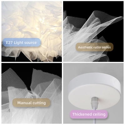 Modern İskandinav Yaratıcı Beyaz İplik LED Çerçeve Yeterli Beyaz Bulut Kolye Yatak Odası için Işık
