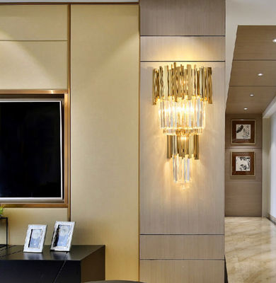 Otel için Genişlik 350mm Yükseklik 550mm Postmodern Cam Kristal Duvar Lambası