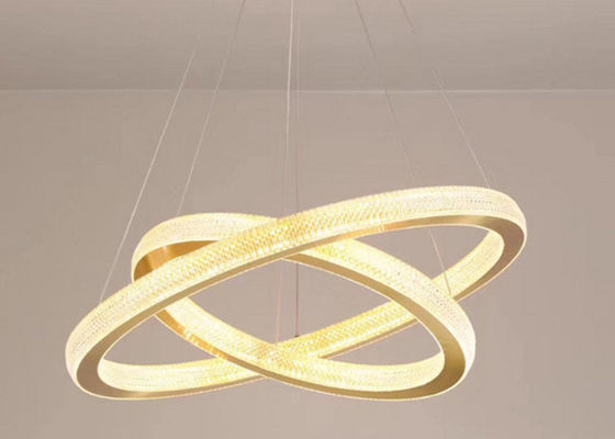 Otel Salonu için Boyut 40x60x80x100cm Şeffaf Altın Renkli LED Halka Tavan Işığı