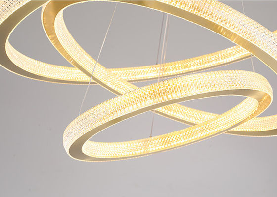 Otel Salonu için Boyut 40x60x80x100cm Şeffaf Altın Renkli LED Halka Tavan Işığı