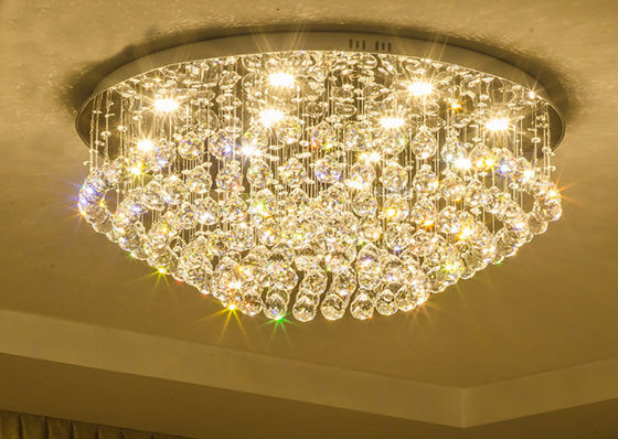 Modern Fantezi Yuvarlak Şeffaf Kristal Led Tavan Lambası Gu10 Kapalı