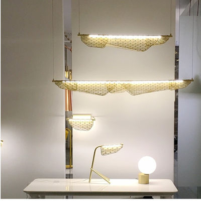 Şampanya Altın Metal Mesh LED Sarkıt Ev İçin Modern Modern