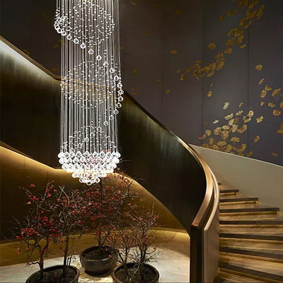 Koridor İçin Şık İç Villa Merdiven Kristal Sarkıt Işık